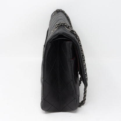 Reissue 2.55 227 Double Flap Bag Black Leather