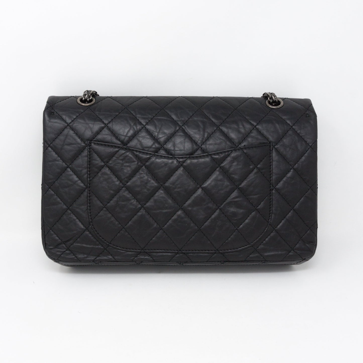 Reissue 2.55 227 Double Flap Bag Black Leather