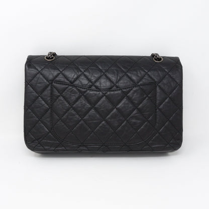 Reissue 2.55 227 Double Flap Bag Black Leather