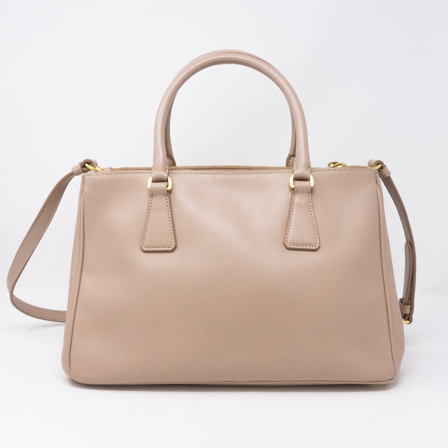 Saffiano Leather Double Zip Nude