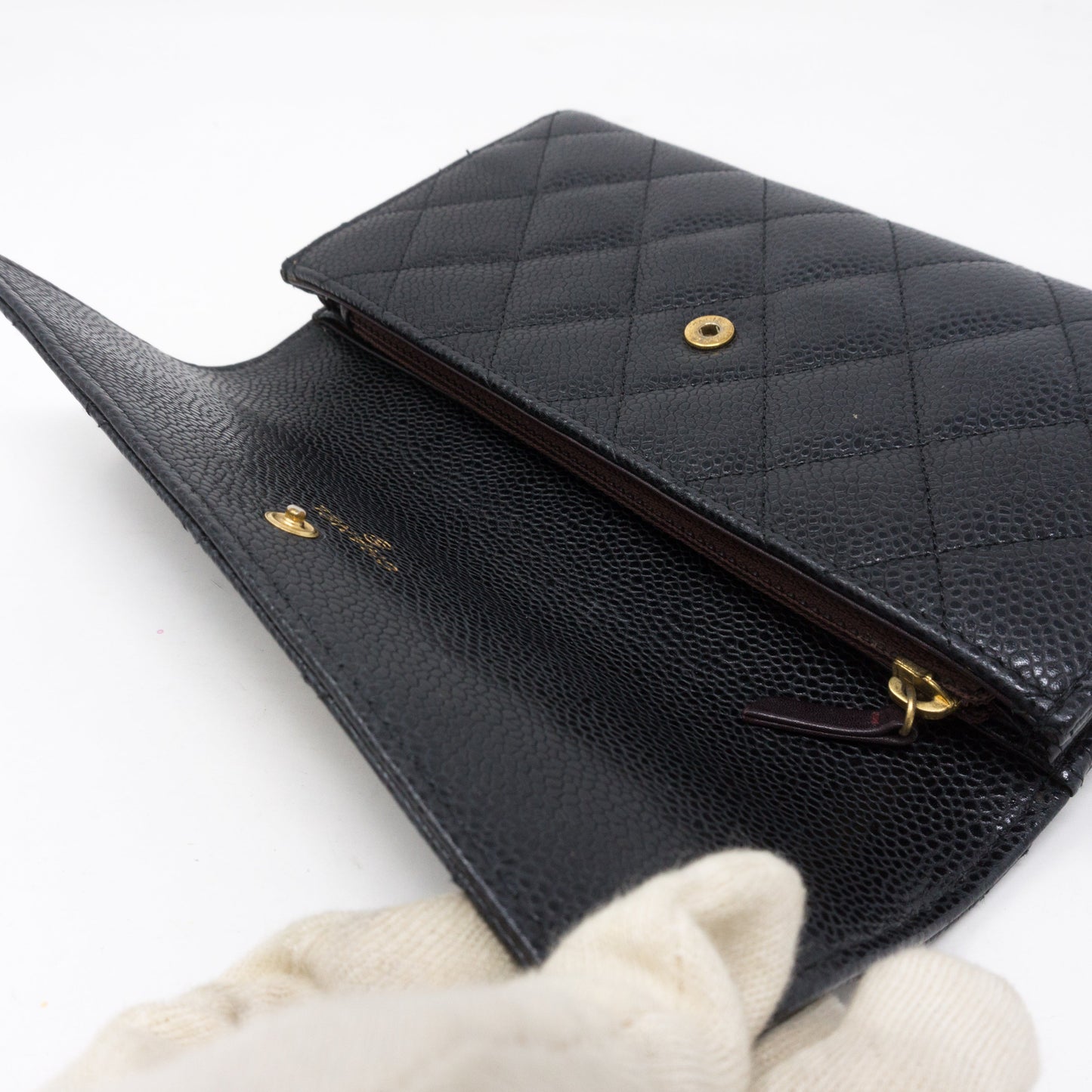 Continental Flap Wallet Black Caviar Leather