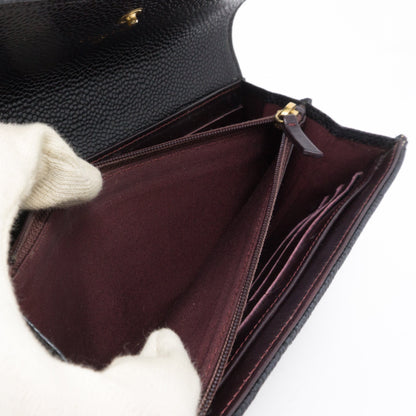 Continental Flap Wallet Black Caviar Leather