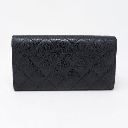 Continental Flap Wallet Black Caviar Leather