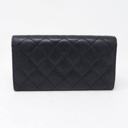 Continental Flap Wallet Black Caviar Leather