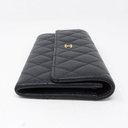 Continental Flap Wallet Black Caviar Leather