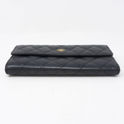 Continental Flap Wallet Black Caviar Leather