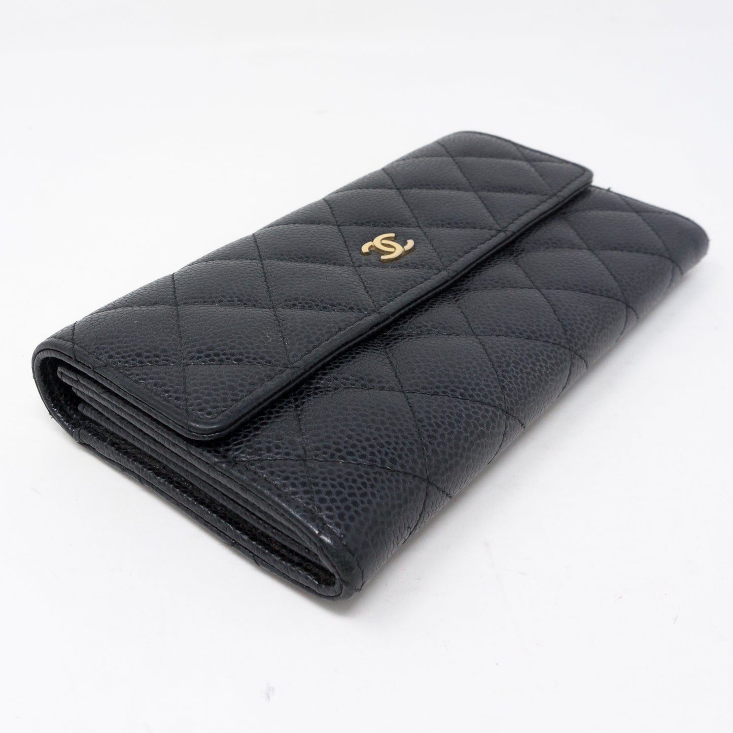 Continental Flap Wallet Black Caviar Leather