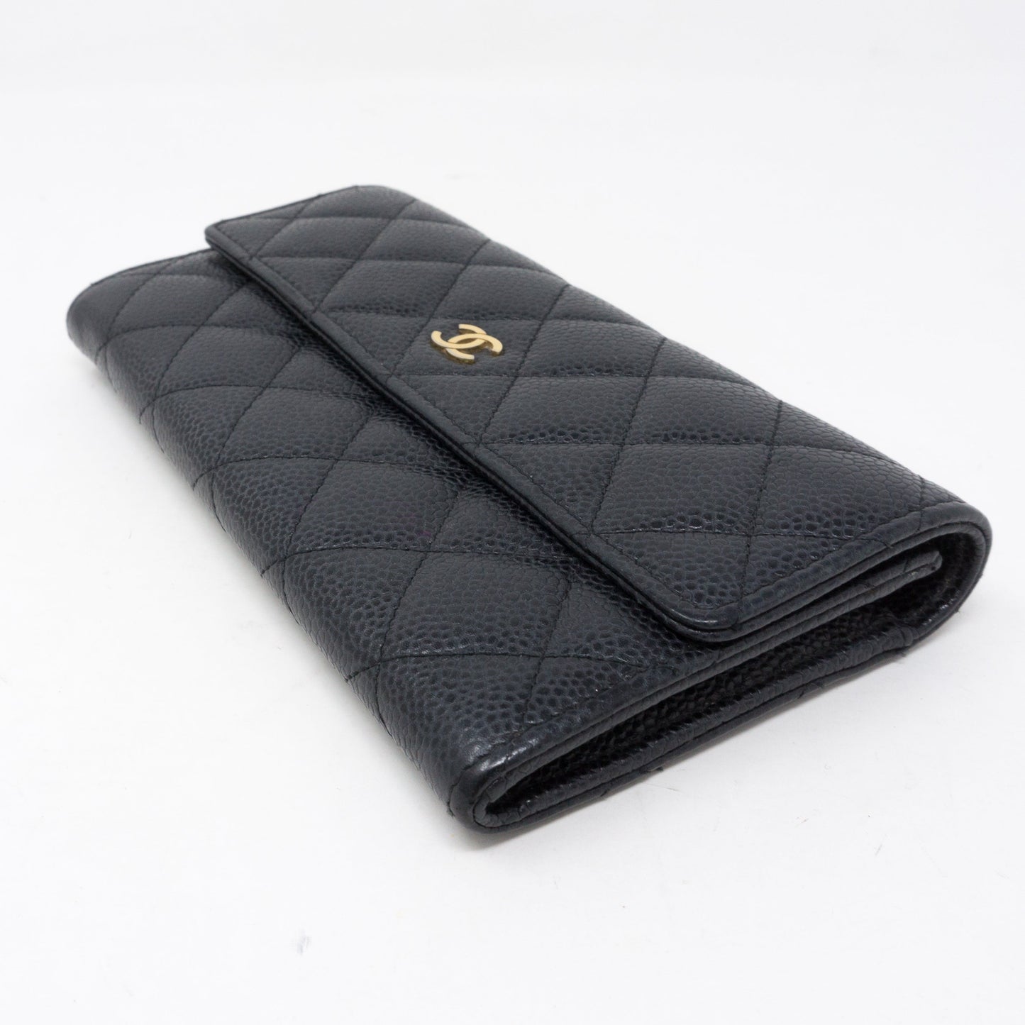 Continental Flap Wallet Black Caviar Leather