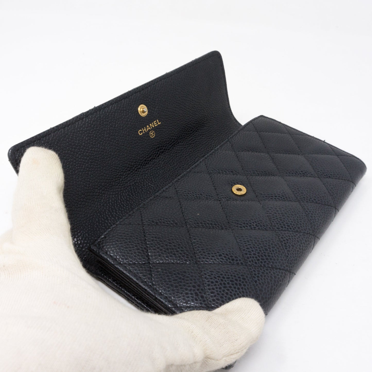 Continental Flap Wallet Black Caviar Leather