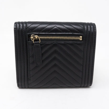 Small Classic Flap Boy Wallet Chevron Black Leather