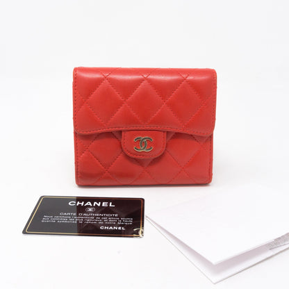 Small Classic Flap Wallet Red Leather