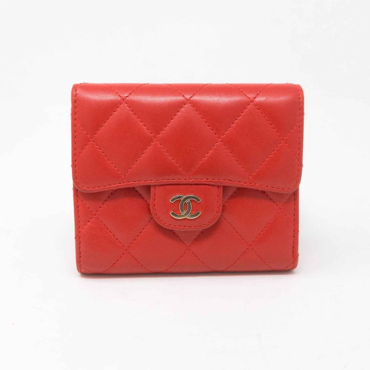 Small Classic Flap Wallet Red Leather