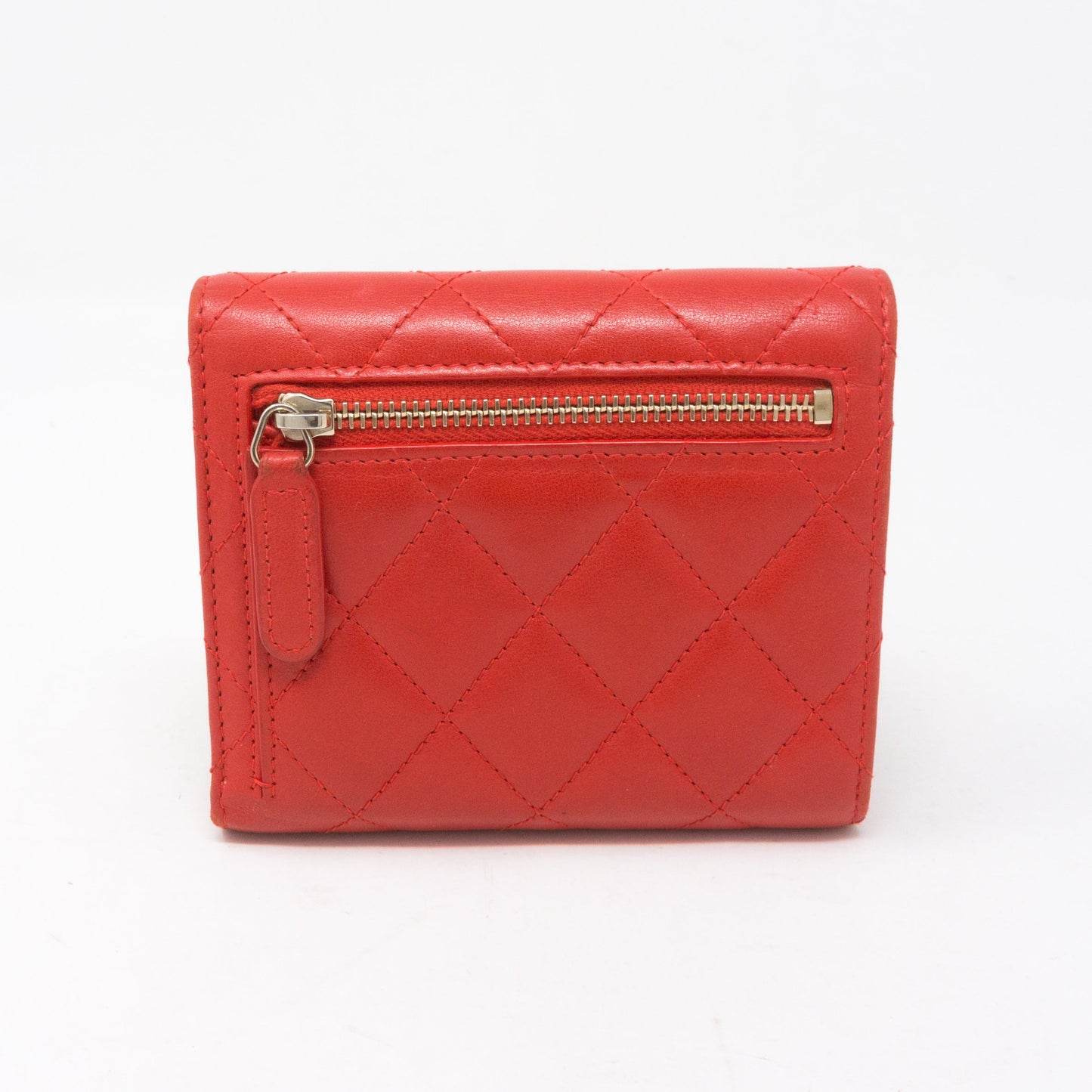 Small Classic Flap Wallet Red Leather