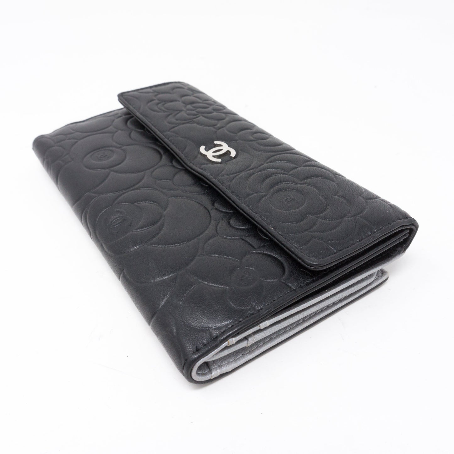 Camelia Long Wallet Black Leather