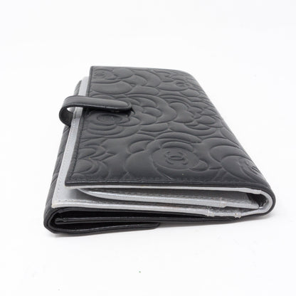 Camelia Long Wallet Black Leather