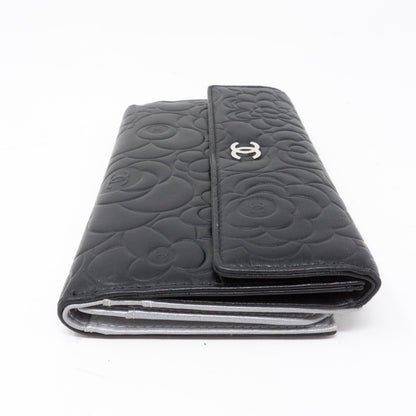 Camelia Long Wallet Black Leather