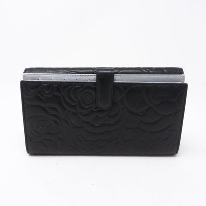 Camelia Long Wallet Black Leather