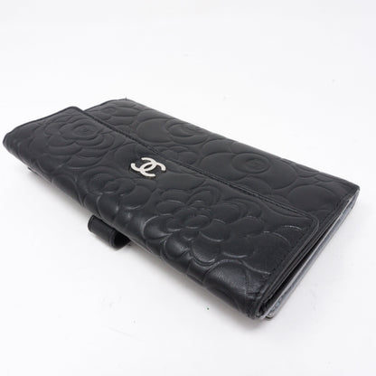 Camelia Long Wallet Black Leather