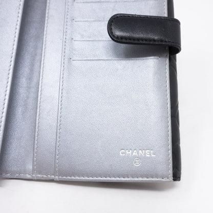 Camelia Long Wallet Black Leather