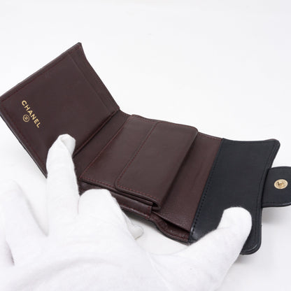 Classic Compact Wallet Black Leather