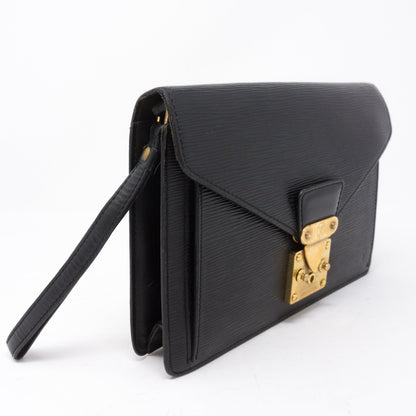 Louis-vuitton Document Clutch Black Epi Leather