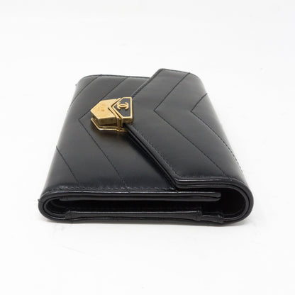 Classic Flap Wallet Black Calf Leather