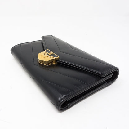 Classic Flap Wallet Black Calf Leather