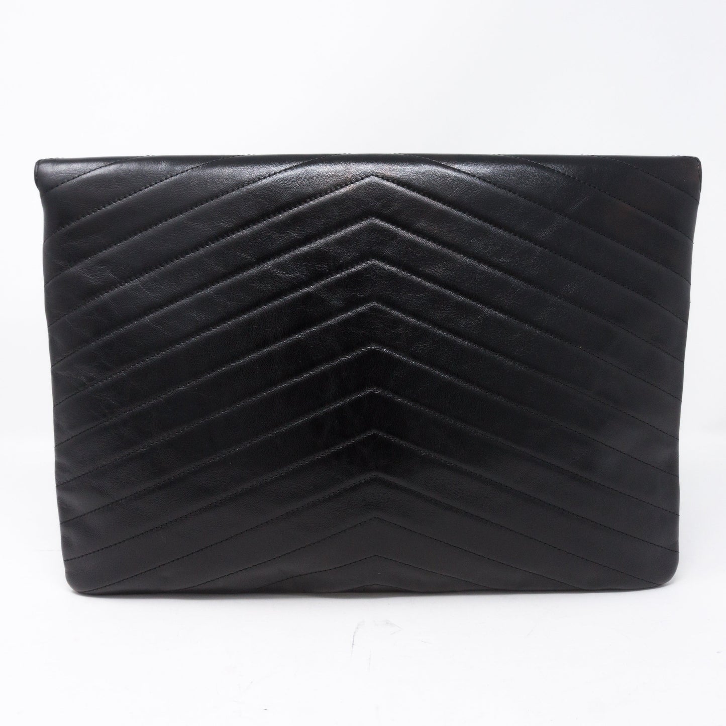 Large Flap Case Black Calf Leather