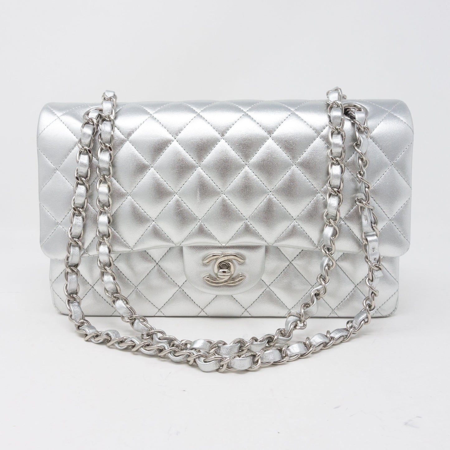 Classic Double Flap Medium All Silver