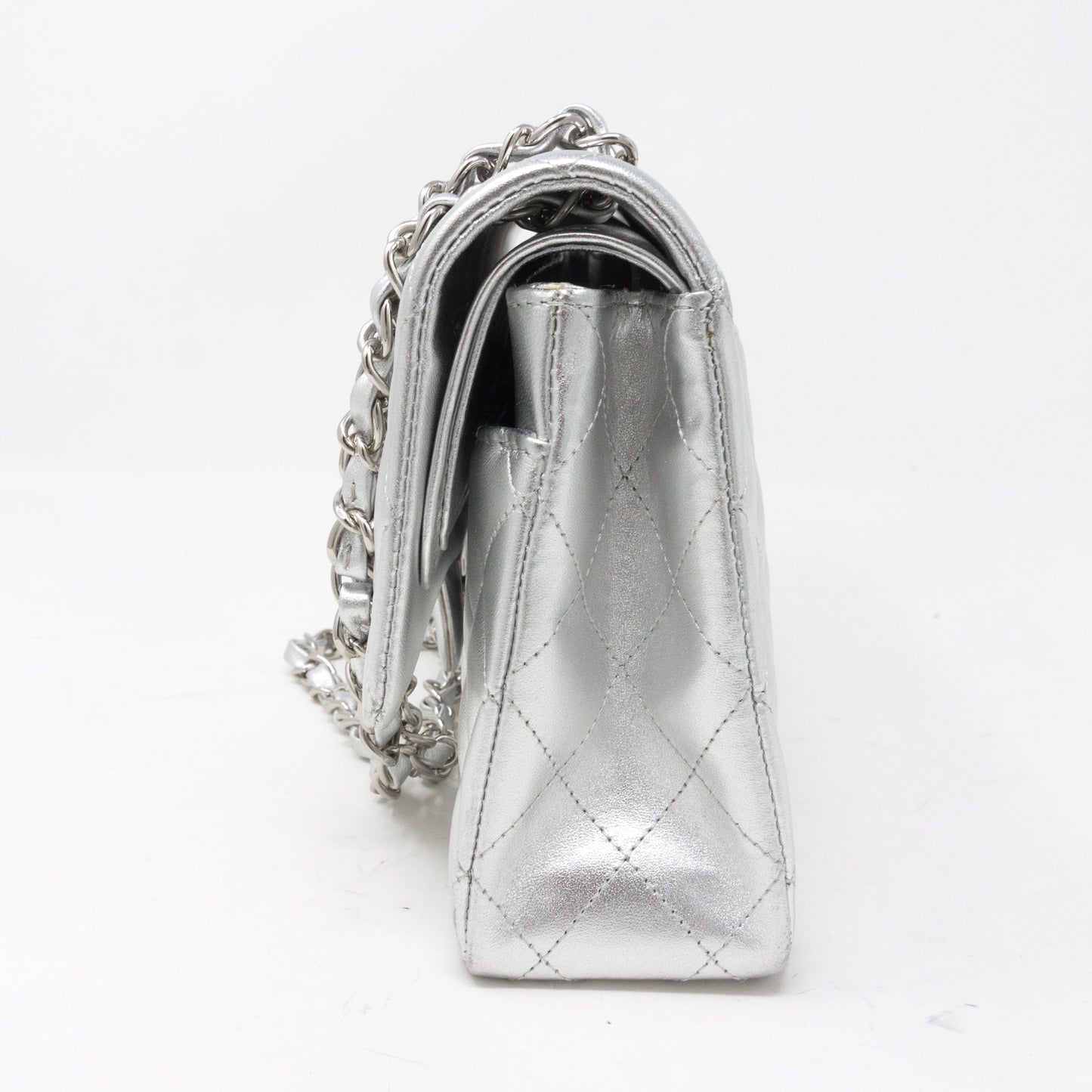 Classic Double Flap Medium All Silver