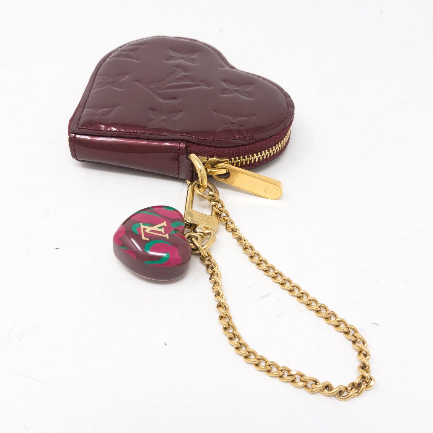 Louis-vuitton Heart Coin Purse Vernis Rouge Fauviste