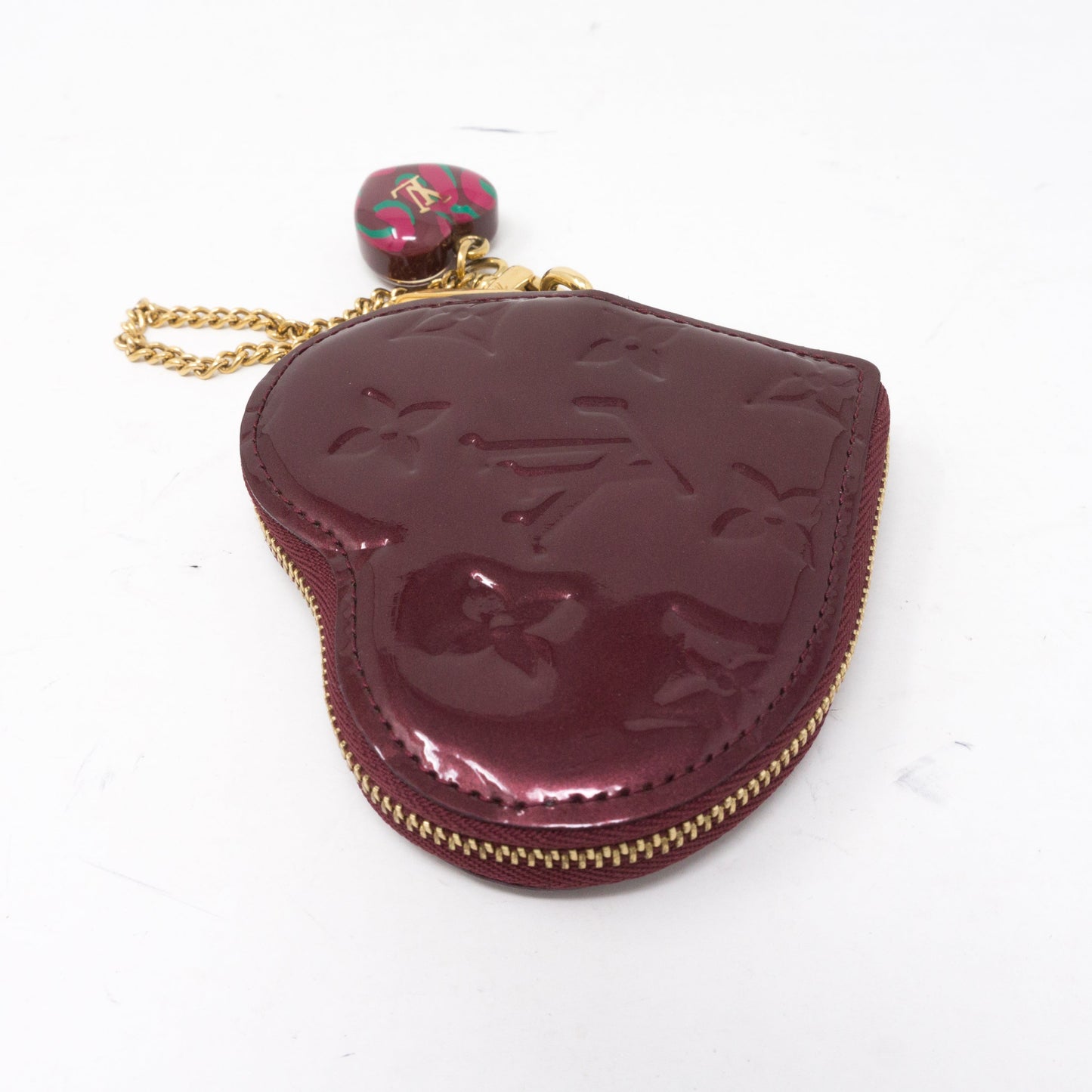 Louis-vuitton Heart Coin Purse Vernis Rouge Fauviste