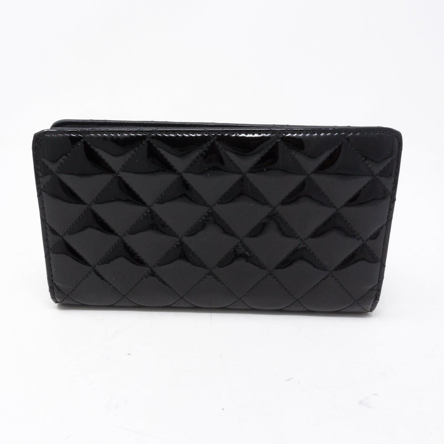 Classic Long Flap Wallet Black Patent Leather