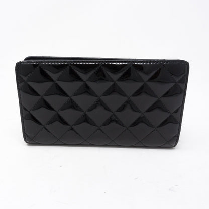Classic Long Flap Wallet Black Patent Leather