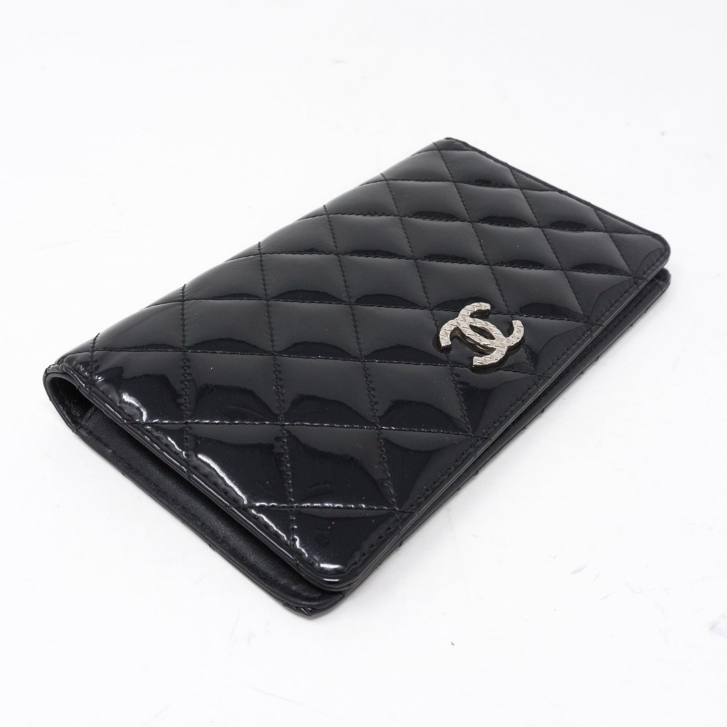 Classic Long Flap Wallet Black Patent Leather