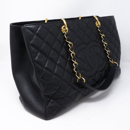 GST XL Grand Shopping Tote Black Caviar Gold