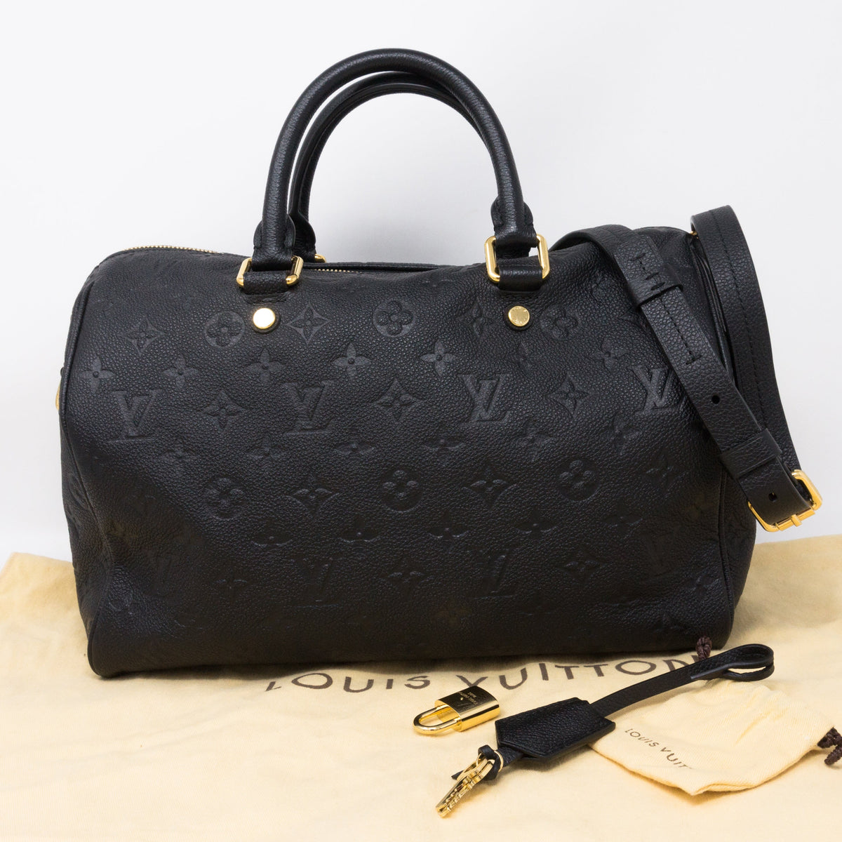 Louis-vuitton Speedy 30 Bandouliere Black Monogram Empreinte