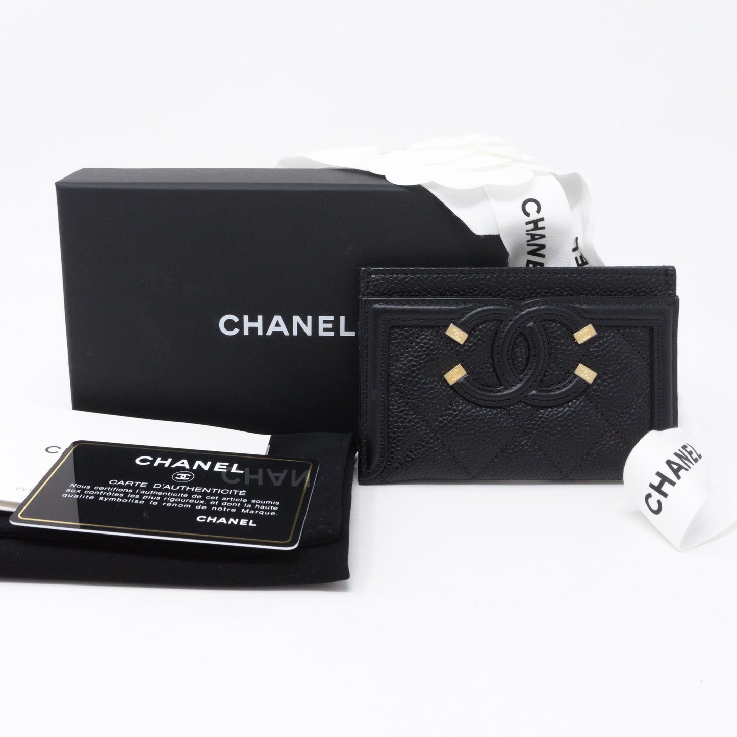 Card Holder CC Filigree Black Caviar Leather