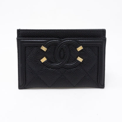 Holder CC Filigree Black Caviar Leather