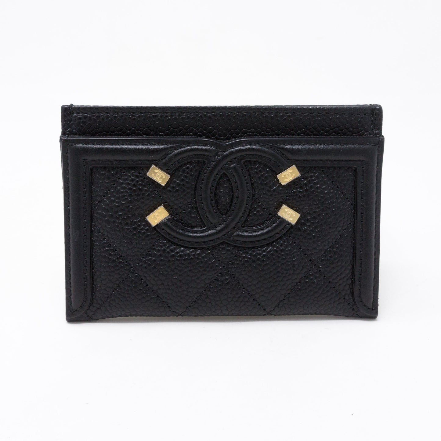 Card Holder CC Filigree Black Caviar Leather
