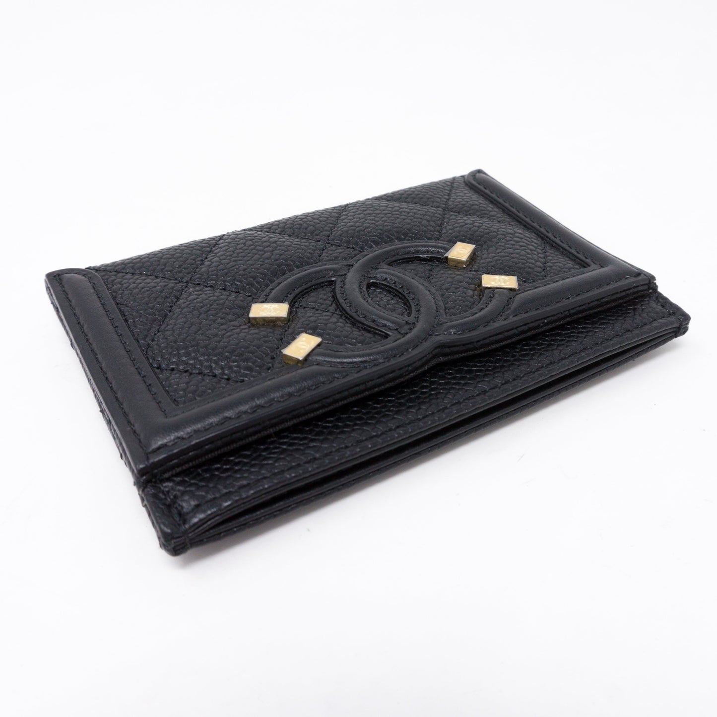 Holder CC Filigree Black Caviar Leather