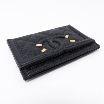 Card Holder CC Filigree Black Caviar Leather
