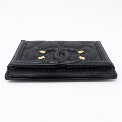 Holder CC Filigree Black Caviar Leather