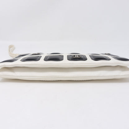 Squares Pouch Black & White Leather