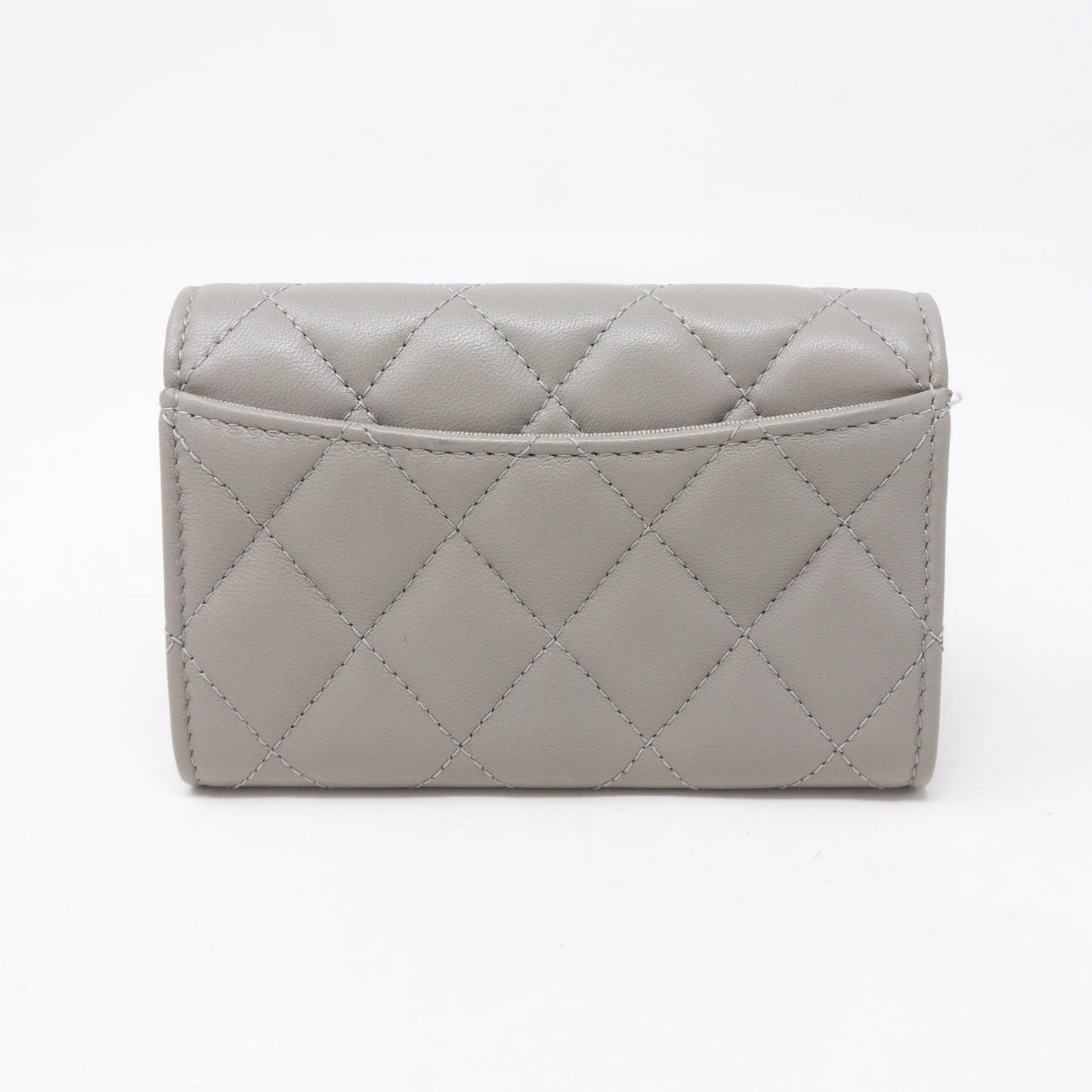 Classic Flap Card Case Gray Lambskin