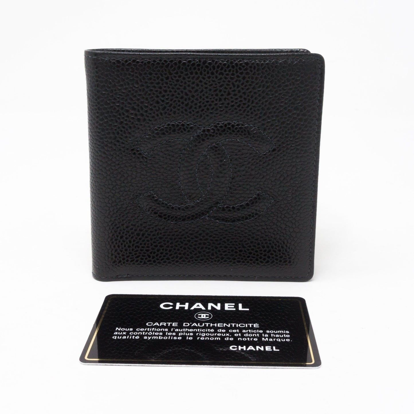 Compact Classic Wallet Black Caviar Leather