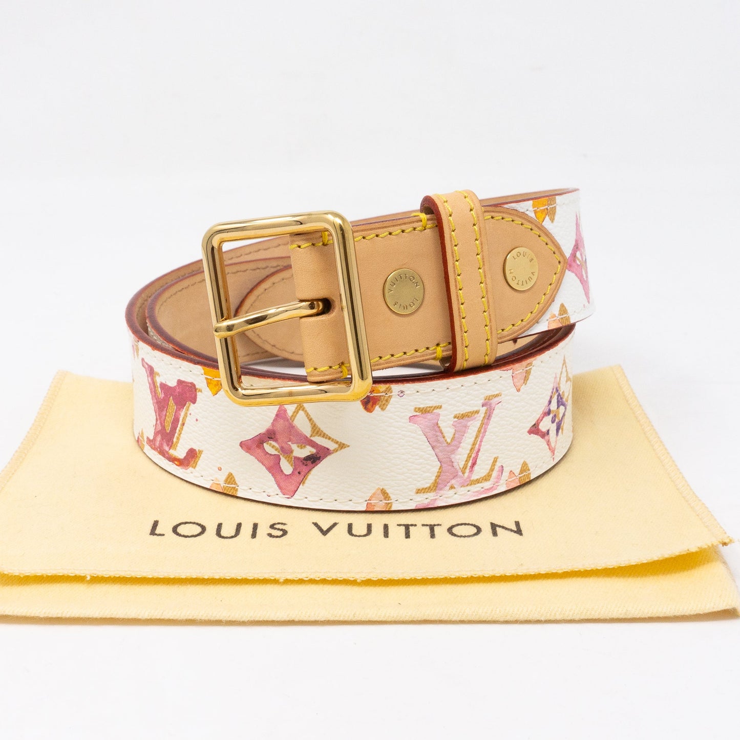 Louis-vuitton Watercolor Aquarelle White Belt 90 cm