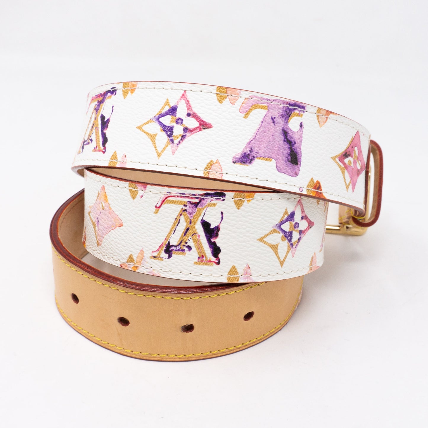 Louis-vuitton Watercolor Aquarelle White Belt 90 cm