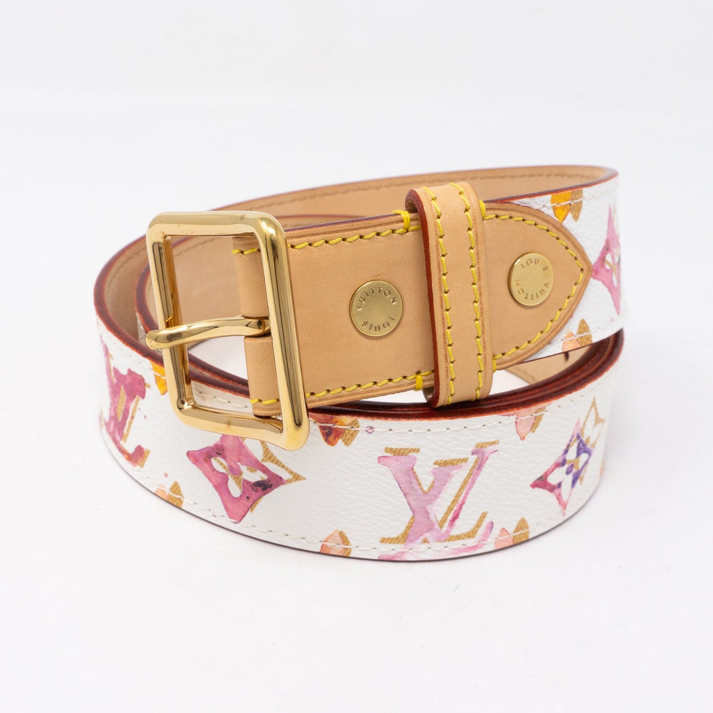 Louis-vuitton Watercolor Aquarelle White Belt 90 cm