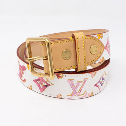 Louis-vuitton Watercolor Aquarelle White Belt 90 cm